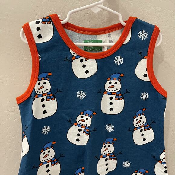 NWT Naperonuttu Blue Snowman Tank Dress - Picture 2 of 6